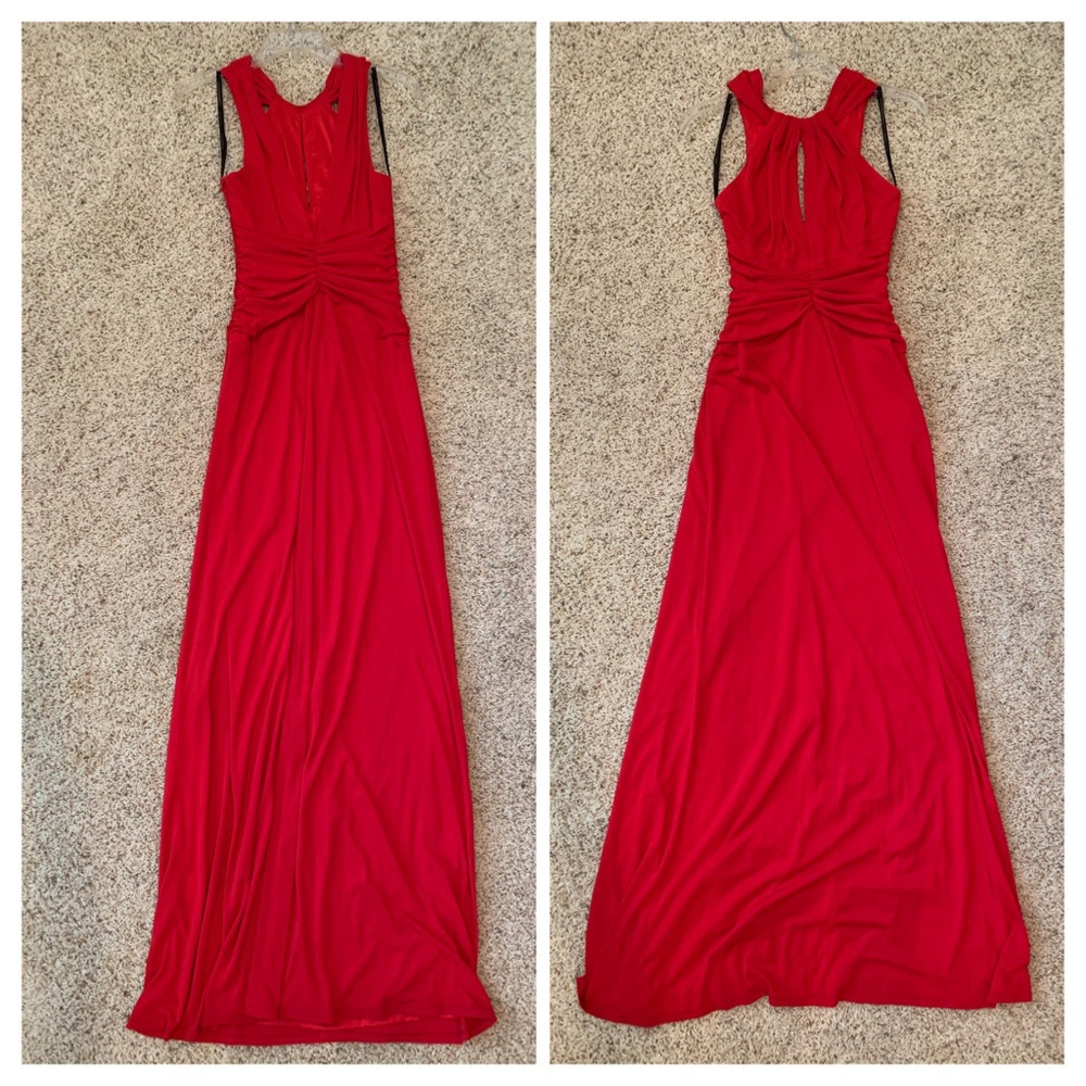 David Meister Floor Length Red Dress